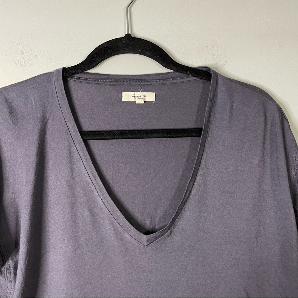 Madewell Grey Stretchy V Neck Long Sleeve Casual Loose Fit Blouse Size Small - Picture 4 of 7